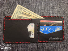 Load image into Gallery viewer, leather bifold confusion wallet - open