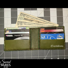 Load image into Gallery viewer, leather fancy bifold wallet - open