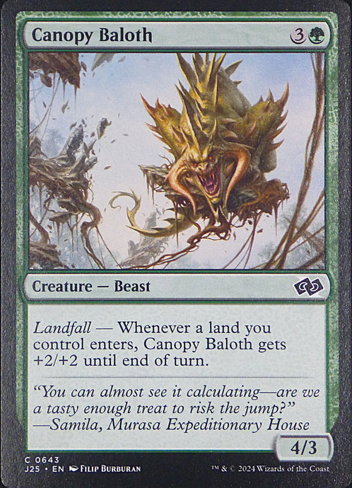 Magic the Gathering: Foundations Jumpstart

Canopy Baloth J25 C0643