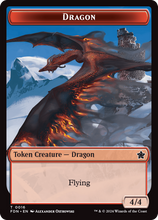 Load image into Gallery viewer, Magic the Gathering: Foundations

Dragon FDN T0016 Token

This card has been never played and placed straight in to a Ultra Pro Penny Sleeve
