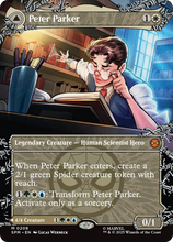 Load image into Gallery viewer, Magic the Gathering: Spider-Man

Peter Parker // Amazing Spider-Man SPM M0208

This card has been never played and placed in to a Ultra Pro Penny Sleeve
