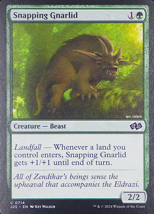 Magic the Gathering: Foundations Jumpstart

Snapping Gnarlid J25 C0714