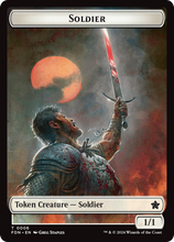 Load image into Gallery viewer, Magic the Gathering: Foundations

Soldier FDN T0006 Non-Foil

This card has been never played and placed straight in to a Ultra Pro Penny Sleeve
