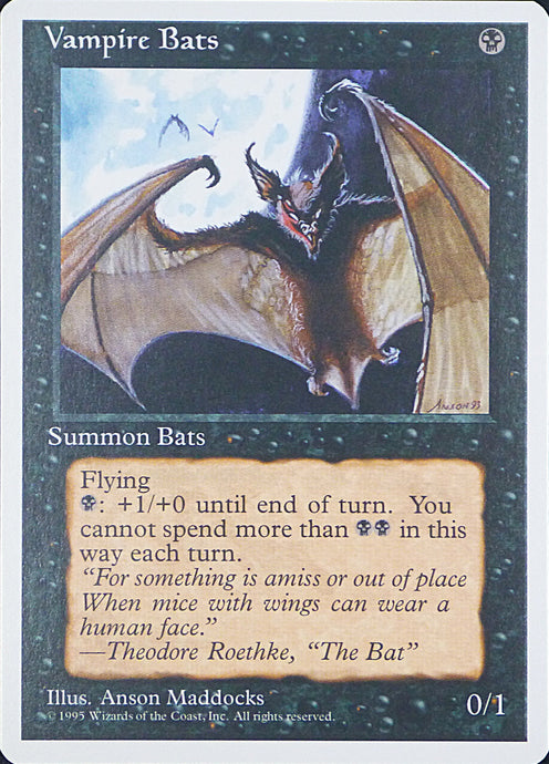Magic the Gathering: Fourth Edition

Vampire Bats Fourth C0167