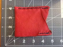 Load image into Gallery viewer, leather slim wallet in red leather and navy stitching
