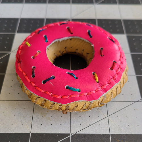 leather Do'h -nut donut pincushion