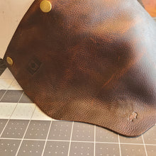 Load image into Gallery viewer, leather welding helmet bib - left side close up
